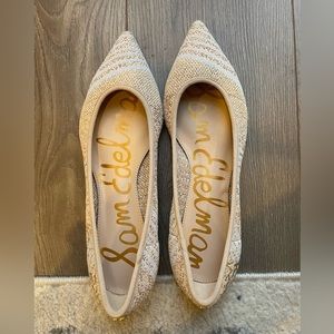 Sam Edelman Shaya Metallic Woven Flats Tan and Silver Size 8.5